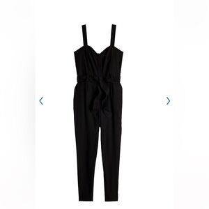 Nine West jumpsuit zip front elastic back